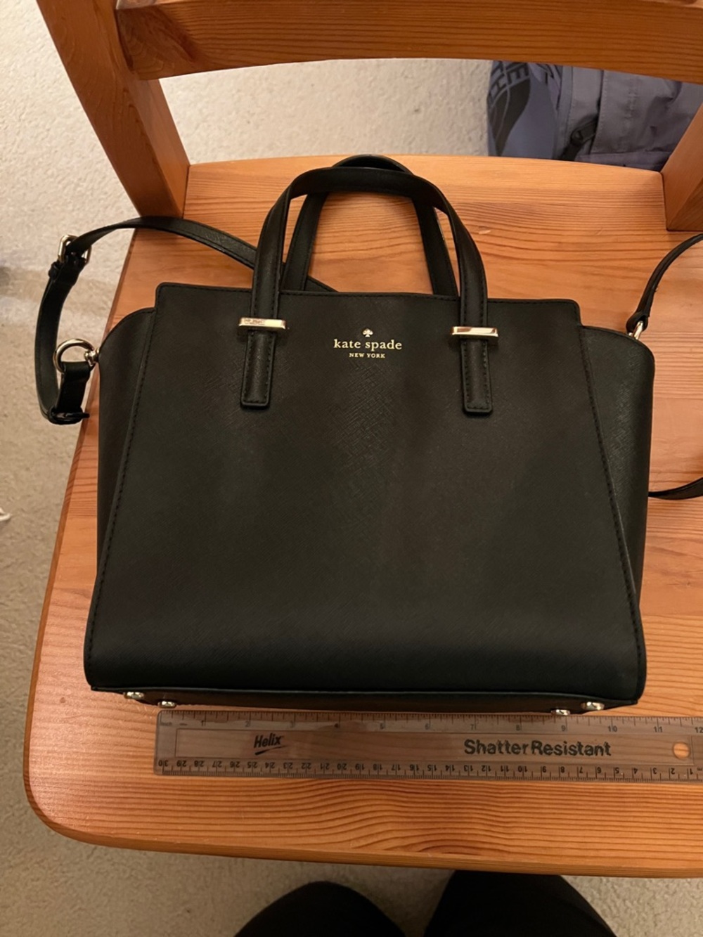 kate spade Black Leather Satchel with Adjustable Crossbody Strap - Picture 5 of 7